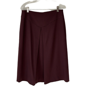 Paula Hian Signature Wool Blend A-Line Midi Skirt Burgundy Black Print Size 8
